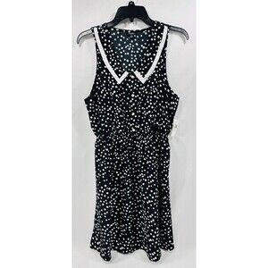 Rhapsody‎ Dress Women's Sz L  Black Sleeveless Button Up Polka Dots Flowy NWT